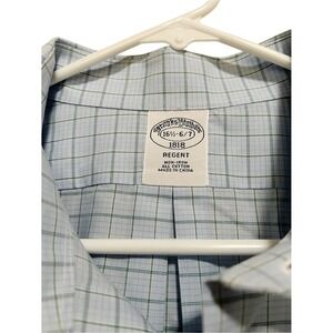 Brooks Brothers Light Blue Windowpane Regent Shirt 16.5 Preppy Business Casual